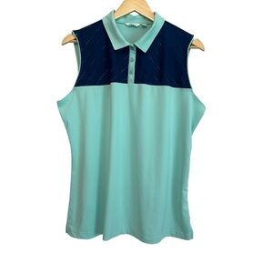 Lady Hagen Women's XL Teal Navy Sleeveless GOLF Tennis Athletic Sport Polo Top